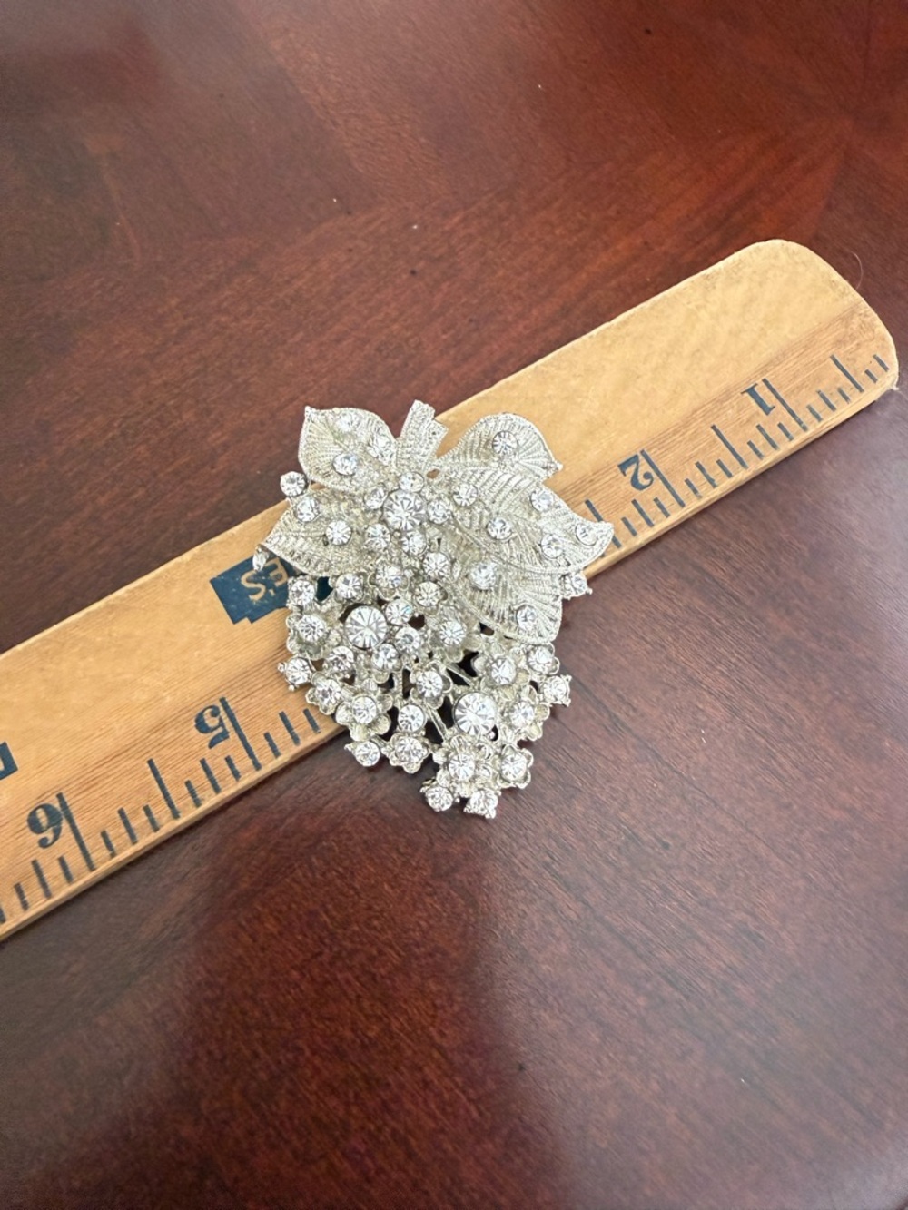 Vintage Silver Tone Flower Brooch